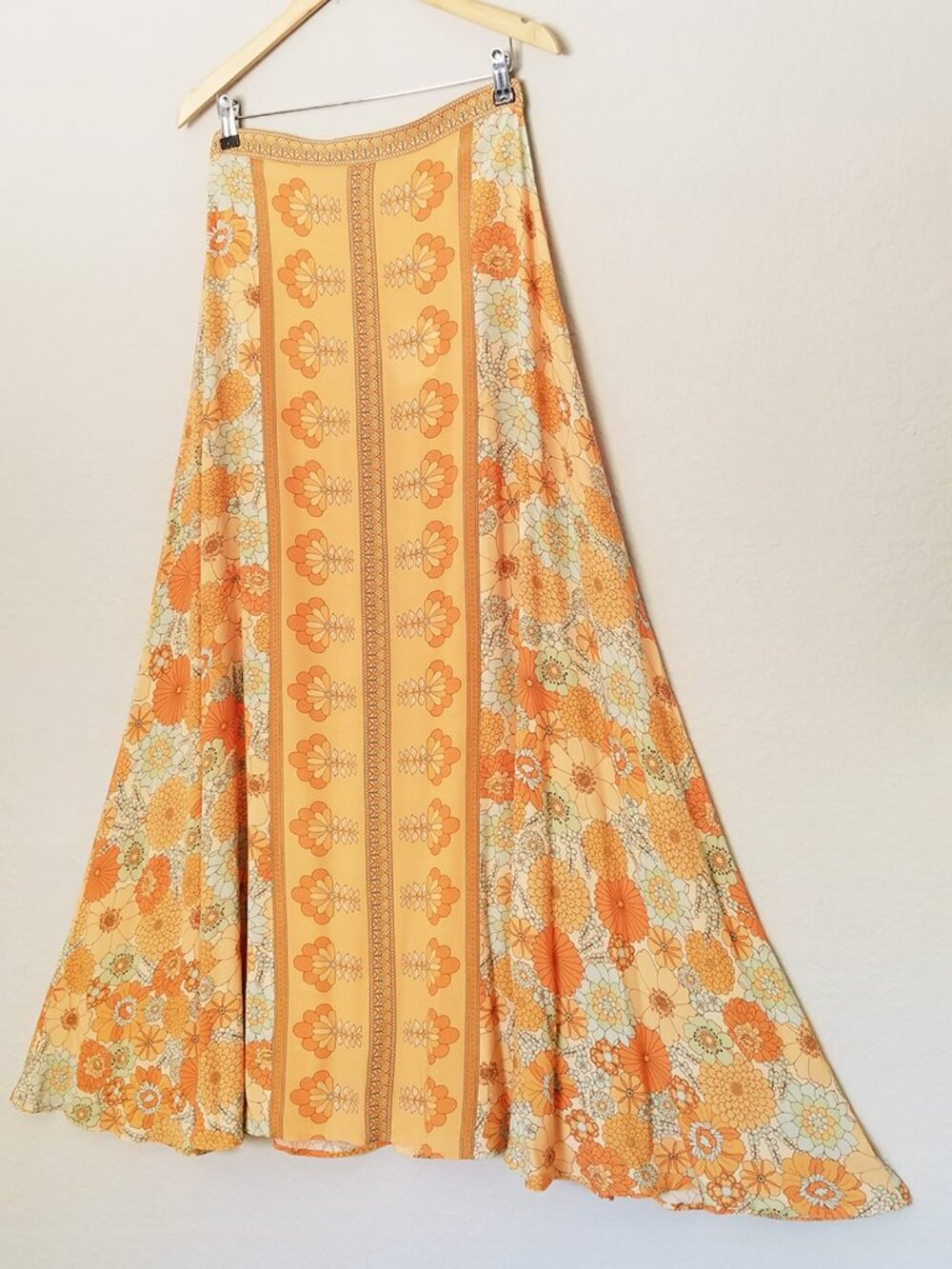 NEW Nine Lives Bazaar Penni Maxi Skirt in Oasis Yellow 10 $169 Retro 70s Vintage - Picture 4 of 15